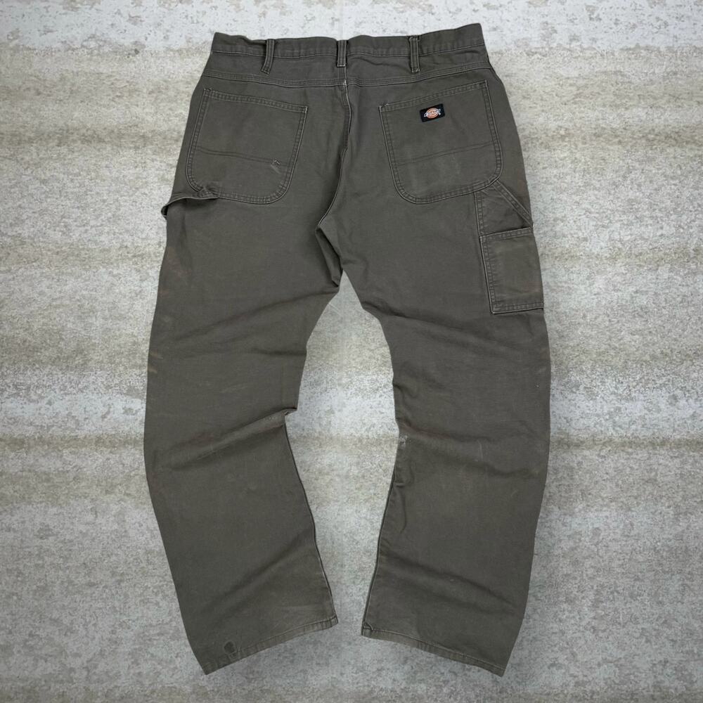 Vintage 90s Dickies Carpenter Pants 38x34 Baggy Wide Leg Green Canvas Dungarees